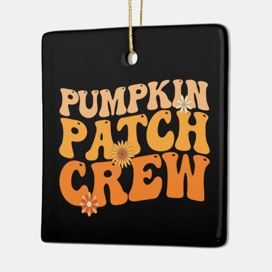 Pompoen Patch Crew Retro Groovy Herfst Herfst Keramisch Ornament (Links)