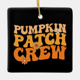 Pompoen Patch Crew Retro Groovy Herfst Herfst Keramisch Ornament