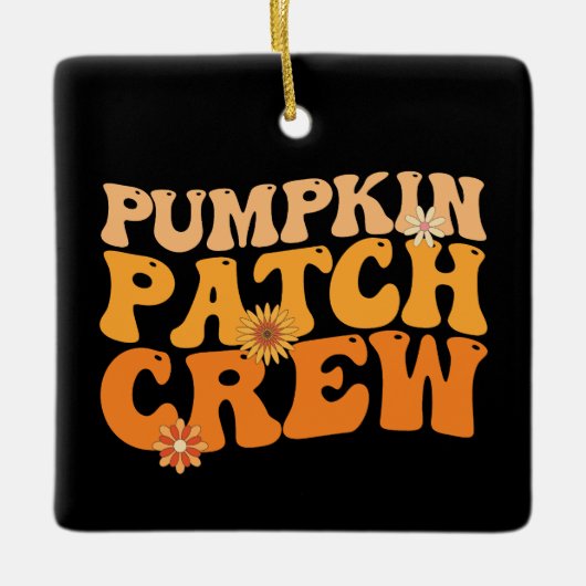 Pompoen Patch Crew Retro Groovy Herfst Herfst Keramisch Ornament (Voorkant)