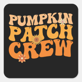 Pompoen Patch Crew Retro Groovy Herfst Herfst Vierkante Sticker