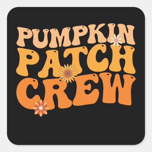 Pompoen Patch Crew Retro Groovy Herfst Herfst Vierkante Sticker (Voorkant)