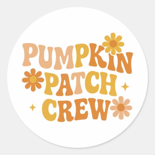 Pompoen Patch Crew Retro Groovy Herfst Ronde Sticker (Voorkant)
