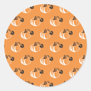 Pompoen Patch Delight: Charmante Pompoen met patro Ronde Sticker