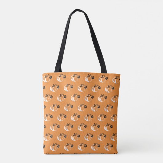 Pompoen Patch Delight: Charmante Pompoen met patro Tote Bag (Achterkant)