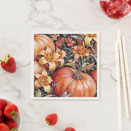 Pompoen Patch en Daylilies Floormat Servet (Insitu)