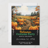 Pompoen Patch en Sinaasappel Bladeren Zwart Hallow Kaart (Voorkant)