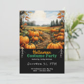 Pompoen Patch en Sinaasappel Bladeren Zwart Hallow Kaart (Staand voorkant)