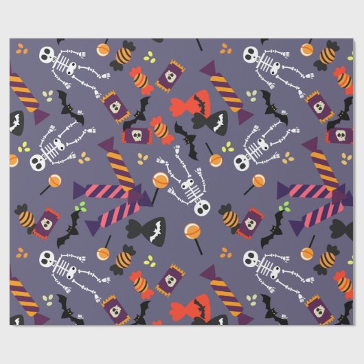 Pompoen Patch en Skelet Halloween Gift Wrap Cadeaupapier (Vlak)