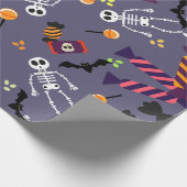 Pompoen Patch en Skelet Halloween Gift Wrap Cadeaupapier (Hoek)