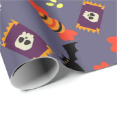 Pompoen Patch en Skelet Halloween Gift Wrap Cadeaupapier (Rol Hoek)