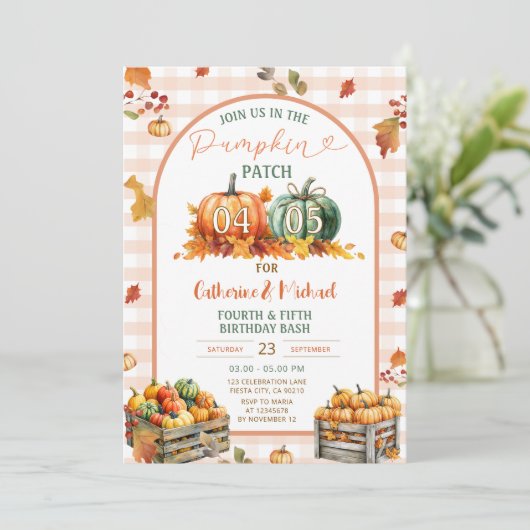 Pompoen Patch gewricht broers en zussen verjaardag Kaart (Staand voorkant)