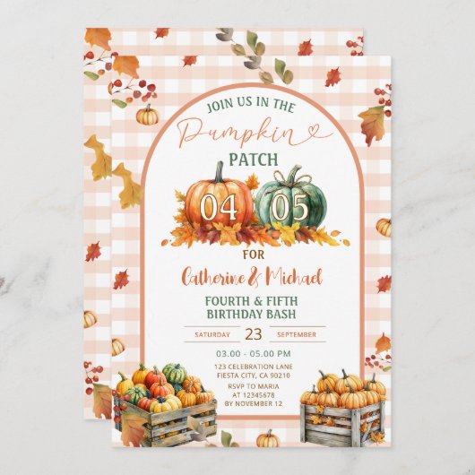 Pompoen Patch gewricht broers en zussen verjaardag Kaart (Voorkant / Achterkant)