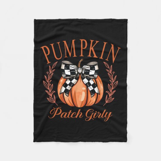 Pompoen Patch Girly Geruite Coquette Bow Thanksgiv Fleece Deken (Voorkant)