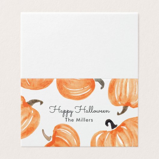 Pompoen Patch Halloween Goodie Bag Label Kaart (Buitenkant ongevouwen)