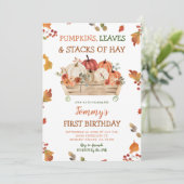 Pompoen Patch Hays verlaat Rustieke Herfst Verjaar Kaart (Staand voorkant)
