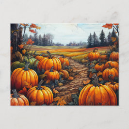 Pompoen Patch Herfst bladeren Bomen Halloween Feestdagenkaart