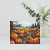Pompoen Patch Herfst bladeren Bomen Halloween Feestdagenkaart (Staand voorkant)