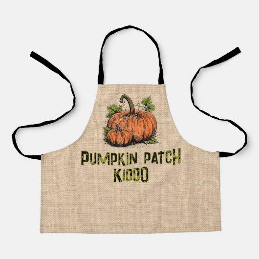 Pompoen Patch Kiddo Halloween Neppe Jute Schort (Voorkant)