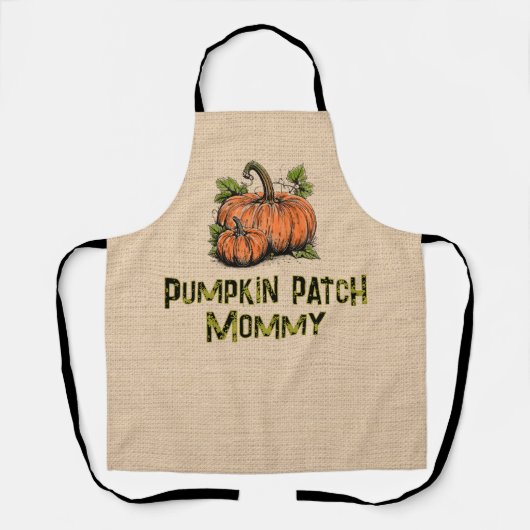 Pompoen Patch Kiddo Halloween Neppe Jute Schort (Voorkant)