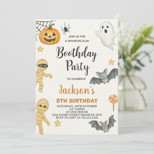 Pompoen Patch Kinder Halloween Verjaardag Uitnodig Kaart (Staand voorkant)