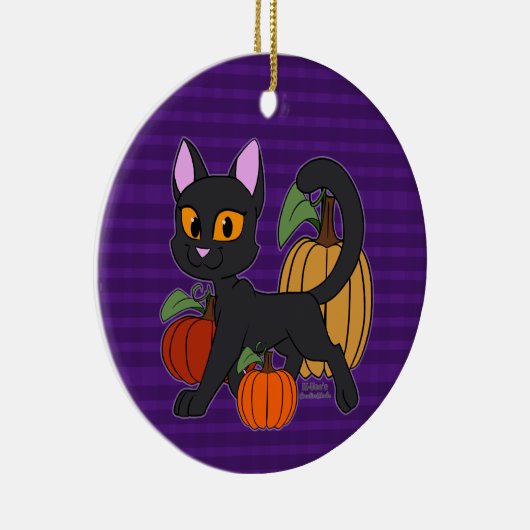 Pompoen Patch Kitty Kat Keramisch Ornament (Rechts)