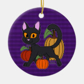 Pompoen Patch Kitty Kat Keramisch Ornament (Voorkant)