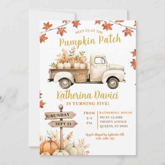 Pompoen Patch Maple verlaat verjaardagsmeisje Kaart (Voorkant)