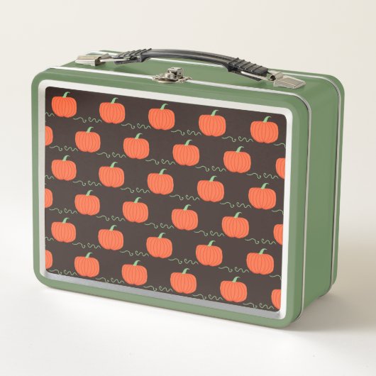 Pompoen Patch Metal Lunchbox (Bruin & Sinaasappel) (Voorkant)