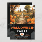 Pompoen Patch Mooie herfst zwart Halloween Kaart (Voorkant / Achterkant)