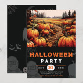 Pompoen Patch Mooie herfst zwart Halloween Kaart (Voorkant / Achterkant)