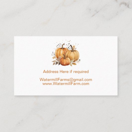Pompoen Patch Oogst Herfst Thema Visitekaartje (Achterkant)