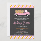 Pompoen patch oranje roze meisje 1e eerste verjaar kaart (Voorkant)