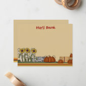 Pompoen Patch Papierwaren Notitiekaartje (Voorkant / Achterkant in situ)