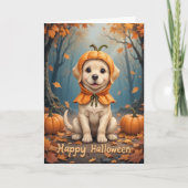 Pompoen Patch Puppy Schattigheid Overload Hallowee Kaart (Voorkant)