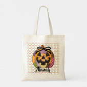 Pompoen Patch Quilt Halloween Personaliseer Naam Tote Bag (Achterkant)