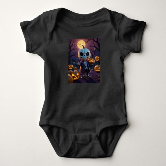Pompoen Patch Skelet Companion Romper (Voorkant)