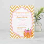 pompoen patch thema baby meisje douche uitnodiging (Staand voorkant)