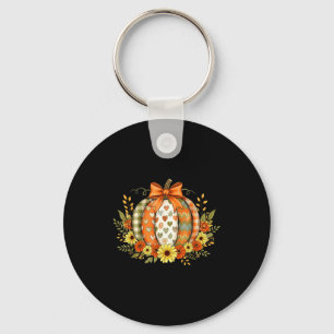 Pompoen Patchwork Bloem Thanksgiving Herfst Sleutelhanger