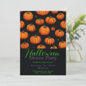 Pompoen Patroon Zwart Halloween Diner Party Kaart (Staand voorkant)