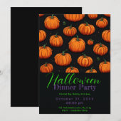 Pompoen Patroon Zwart Halloween Diner Party Kaart (Voorkant / Achterkant)