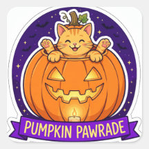 Pompoen Pawrade Halloween Kat Sticker