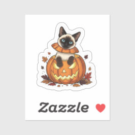 Pompoen Peek Siamese – Schattigee Halloween Siames Sticker