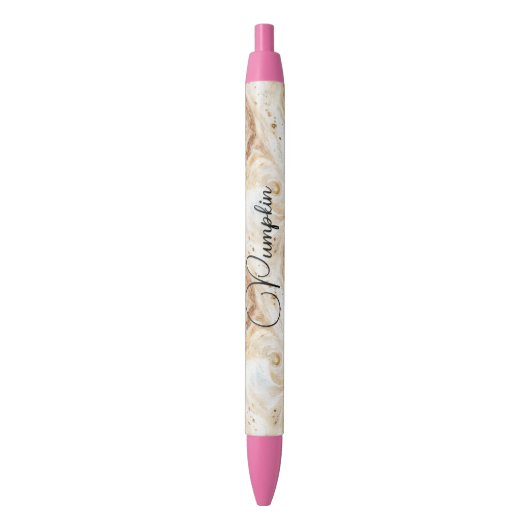 Pompoen Perzik Crème Latte Krullen Zwarte Inkt Pen (Voorkant Verticaal)