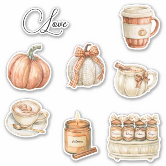 Pompoen Perzik Latte Kaars Sticker (Voorkant)