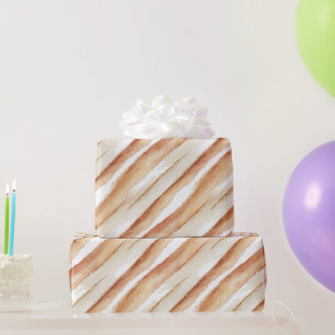Pompoen Perzik Latte Strepen Verjaardag Cadeaupapier