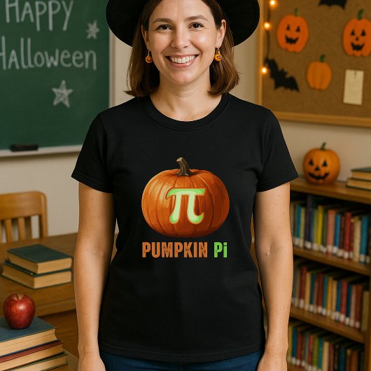 Pompoen Pi Wiskunde Halloween Leraar T-shirt
