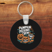 Pompoen Picking Crew Grappige Pompoen Patch Hallow Sleutelhanger (Voorkant)
