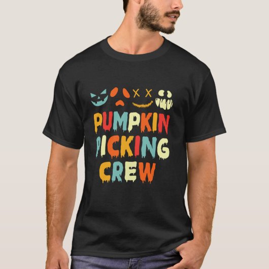 Pompoen Picking Crew Halloween 2024 bijpassende fa T-shirt (Voorkant)
