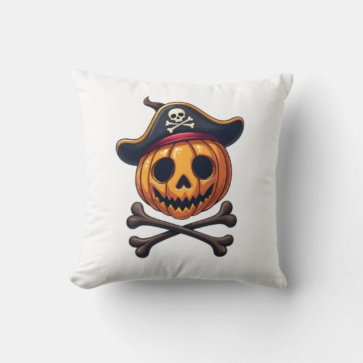 Pompoen Piraat � Halloween Schedel Shirt Kussen (Voorkant)