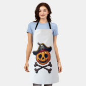 Pompoen Piraat Halloween Schedel T-shirt Schort (Gedragen)